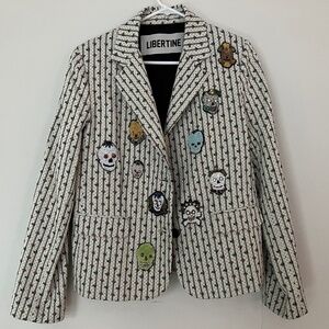 Libertine Embellished Quilted Floral Two Button Blazer XL